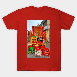 Colorful Chinese Dragon masks on a festival T-Shirt